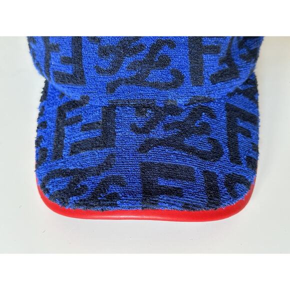 Fendi Terry Cloth Baseball Cap Blue/Red Hat Made in Italy FXQ776 NWT $530 main image 8